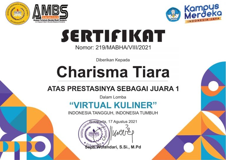 Mahasiswa Politeknik Indonusa Surakarta Juara 1 Lomba Virtual Kuliner